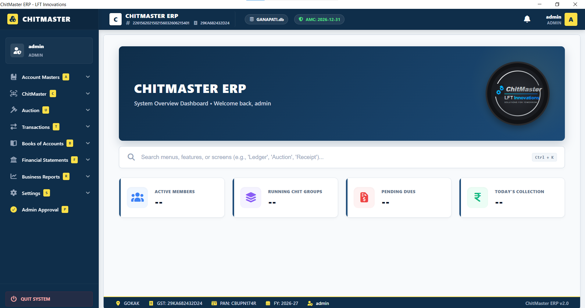 ChitMaster ERP Dashboard